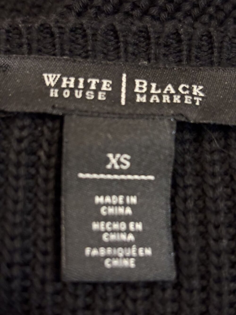 White House Black Market XS Black Knit Cropped Sweater Long Sleeve Crewneck - Picture 2 of 9